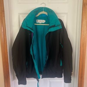 Vintage Columbia black teal and purple ski jacket